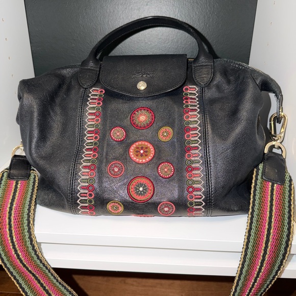 Longchamp Handbags - Longchamp leather bag with embroidery